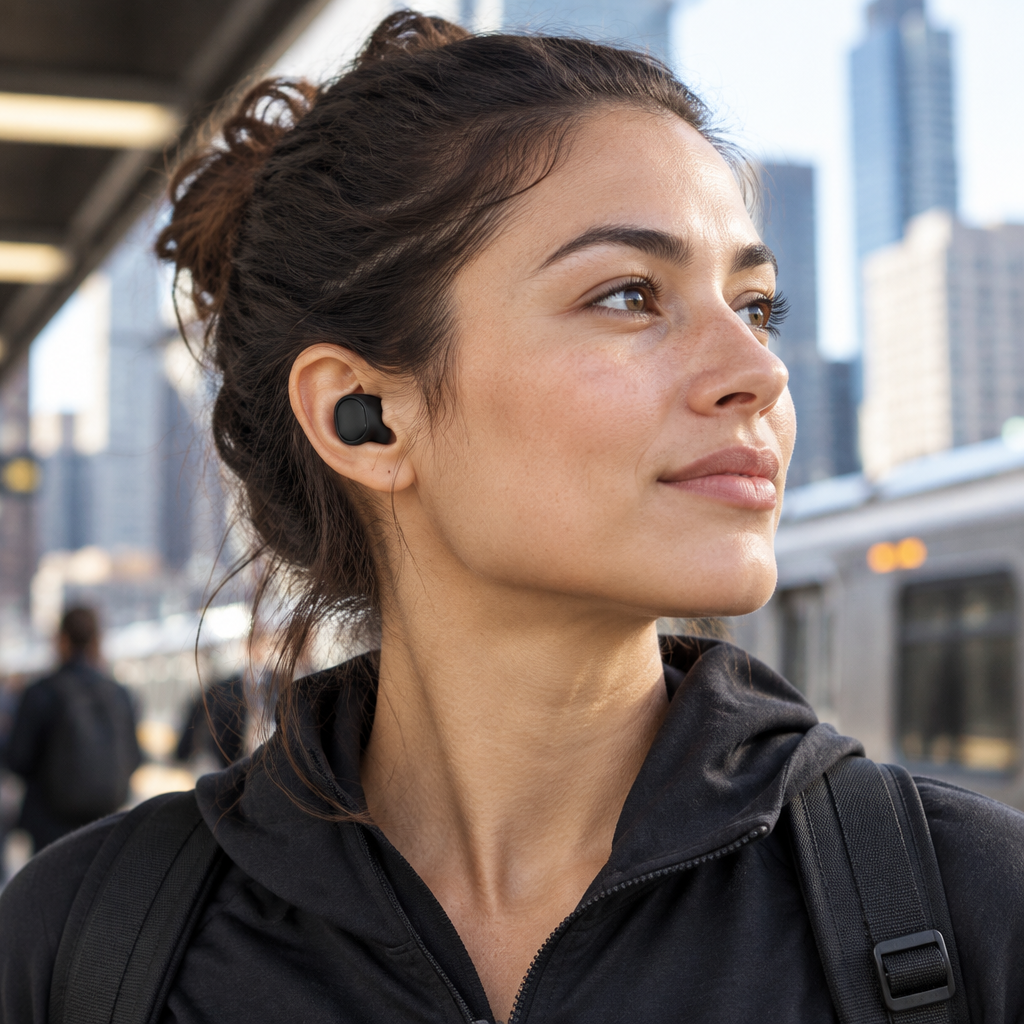 Black Earbuds Lifestyle